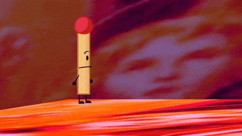 a cartoon drawing of a match with a face on it