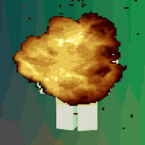 a pixel art drawing of a person with a huge explosion in the background