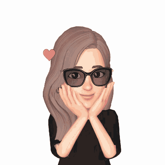 a cartoon girl wearing sunglasses has a heart in her hair