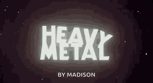 a logo for heavy metal by madison is glowing in the dark .