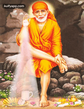 a painting of a man sitting on a rock with the website kulfyapp.com visible in the corner