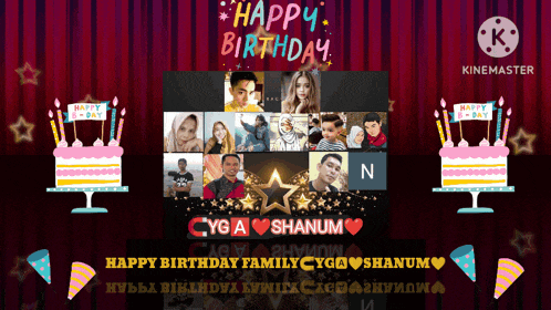 a birthday greeting with a cake and candles says happy birthday