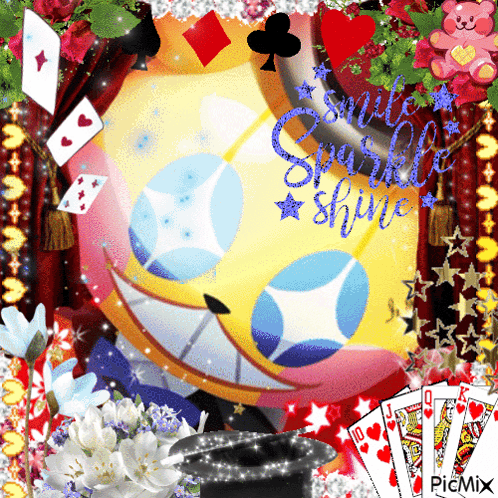 a picture with a smiley face and the words smile sparkle and shine