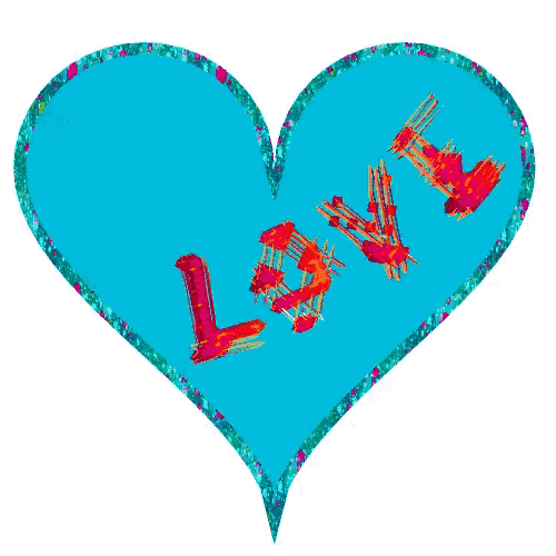 a blue heart with the word love written inside