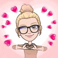 a cartoon girl is making a heart shape with her hands surrounded by hearts .