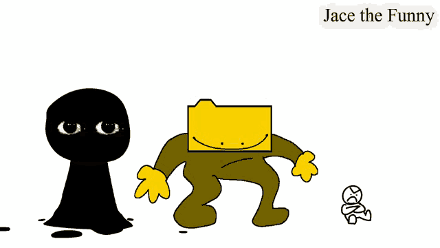 a drawing of a cartoon character with the words jace the funny at the bottom