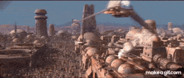 a large crowd of people are gathered in a city with a make a gif.com link in the upper right corner