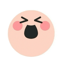 a cartoon illustration of a crying smiley face with a pink blush on its cheeks .