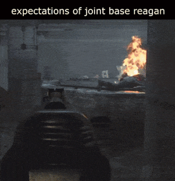 a video game scene with expectations of joint base reagan on the bottom