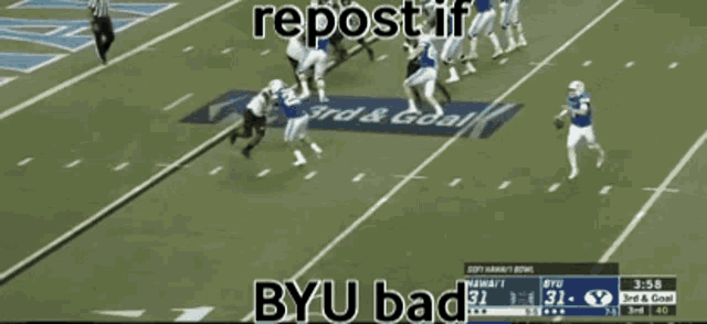a football game is being played between byu and uc san diego