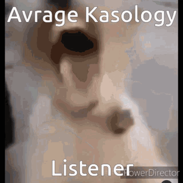 a close up of a person 's ear with the words " avrage kasology listener " on the bottom