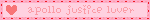 a pink banner with a heart and the words apollo justice lover