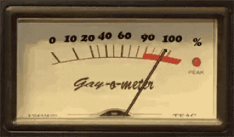 a gauge that says gay-o-meter on the front of it