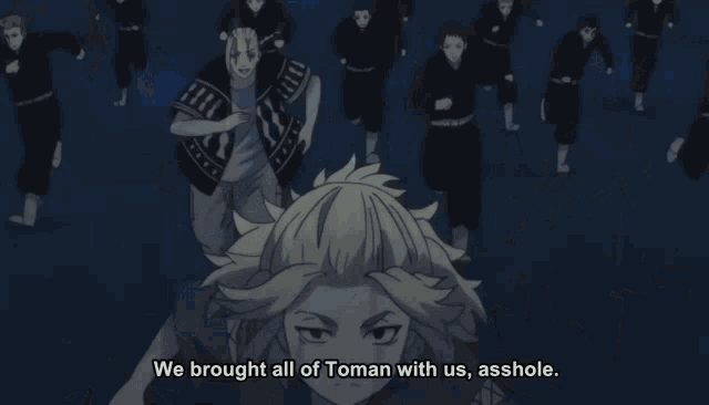 a group of anime characters are fighting each other and one of them has a badge that says mar