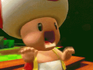 a cartoon character with a toad hat and a yellow shirt