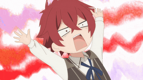 a cartoon of a boy with red hair making a surprised face