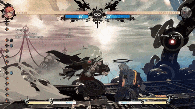 a screenshot of a video game that says training dummy slot 1 on the bottom