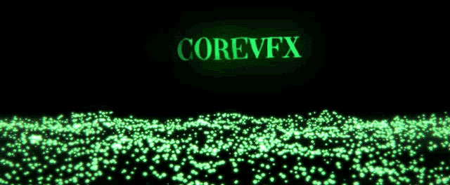 the word corevfx that is on a green background