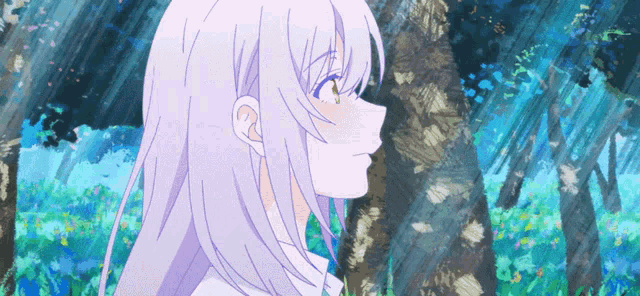 a drawing of a girl with long white hair