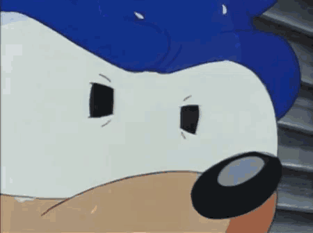 a close up of a sonic the hedgehog 's face