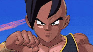 a close up of a cartoon character with a blue background