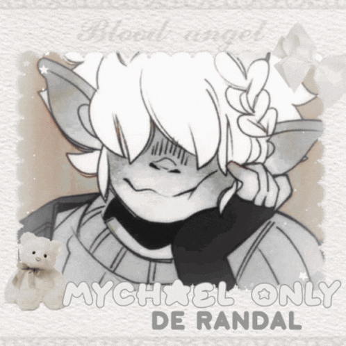 a drawing of a person with the name mychael only de randal on the bottom