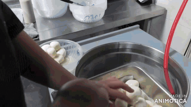 a person is working in a kitchen with the words made in animatica on the bottom right
