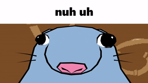 a cartoon drawing of a seal with the words " nuh uh " below it