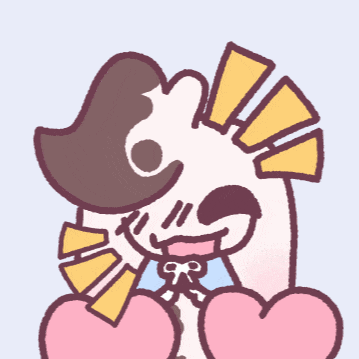 a cartoon drawing of a rabbit with a bow and hearts