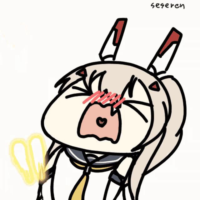 a cartoon drawing of a girl with a heart in her eyes and the word segaren written below her