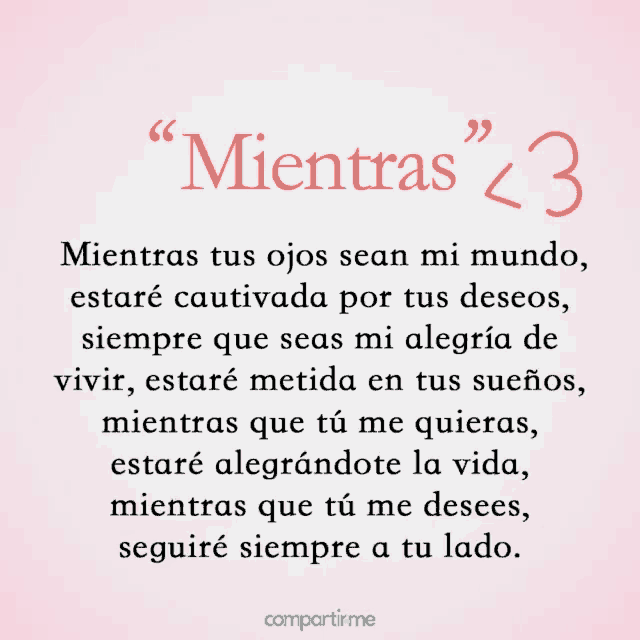 a pink background with a quote in spanish titled " mientras "