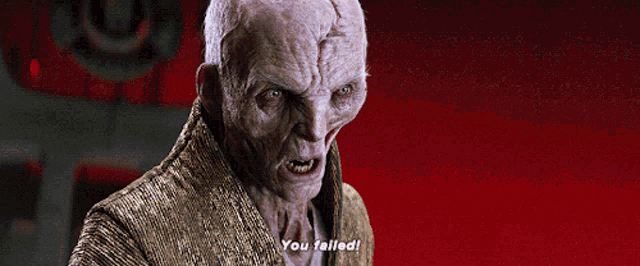 a close up of a man with the words you failed