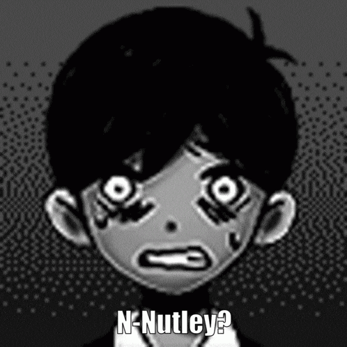 a black and white drawing of a boy with glowing eyes and the words `` n-nutley '' .