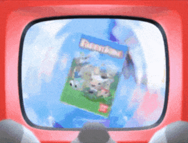 a tv screen shows a book called farmtime on it