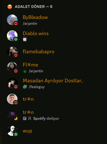a list of people on a black background including bybleadow and diablo wins