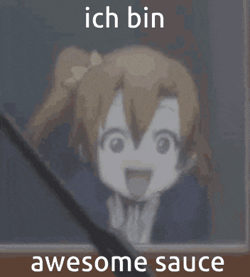 a picture of a girl with the words ich bin awesome sauce below her