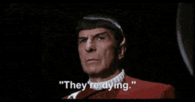 a man in a red uniform says " let them die ! "