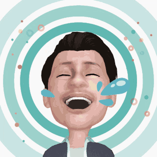 a man with tears coming out of his eyes is smiling