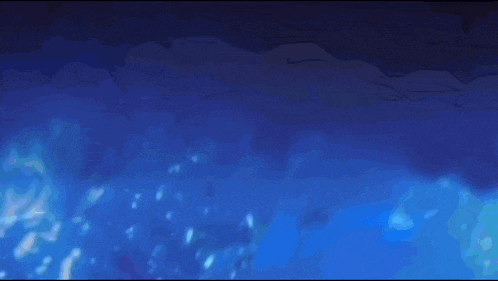 a blue background with a silhouette of a person in the water