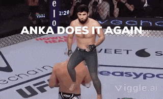a man in a boxing ring with the words anka does it again above him