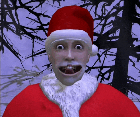 a man in a santa hat is making a surprised face