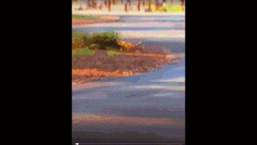 a blurry picture of a body of water with a few trees in the background