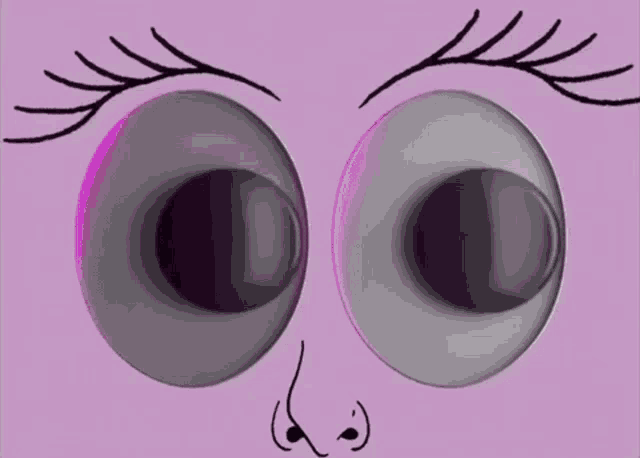 a close up of a cartoon character 's eyes on a purple background