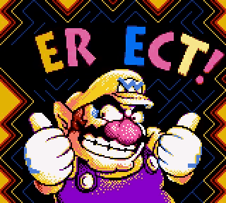 a pixel art of wario giving a thumbs up and the words erection
