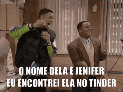 two men are dancing in a room and one of them says o nome dela