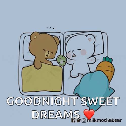 a cartoon of two teddy bears sleeping with the words goodnight sweet dreams