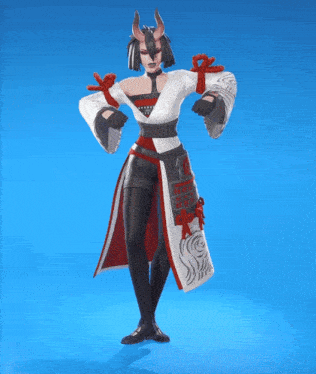 a video game character with horns and a kimono