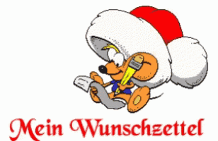 a cartoon of a dog wearing a santa hat writing on a list