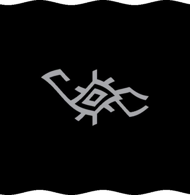 a black background with a white graphic on it
