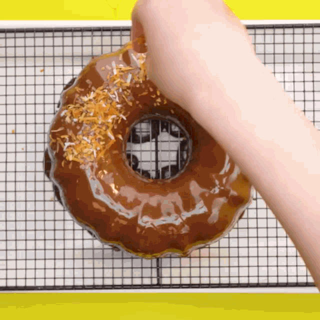 a chocolate bundt cake with a hole in the middle
